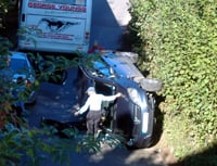 No one hurt as car flips