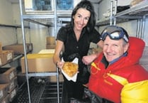 Monmouth Dad training for Arctic in pasty shop freezer
