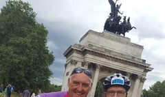 Fundraising pair pedal to the palace for Well Child charity