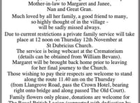 Funeral of Margaret Cave of Whitchurch