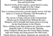 Funeral of Margaret Cave of Whitchurch