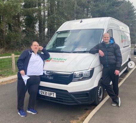 Aaron Reeks and Tony Howarth of Caldicot Town Team with the van load of aid