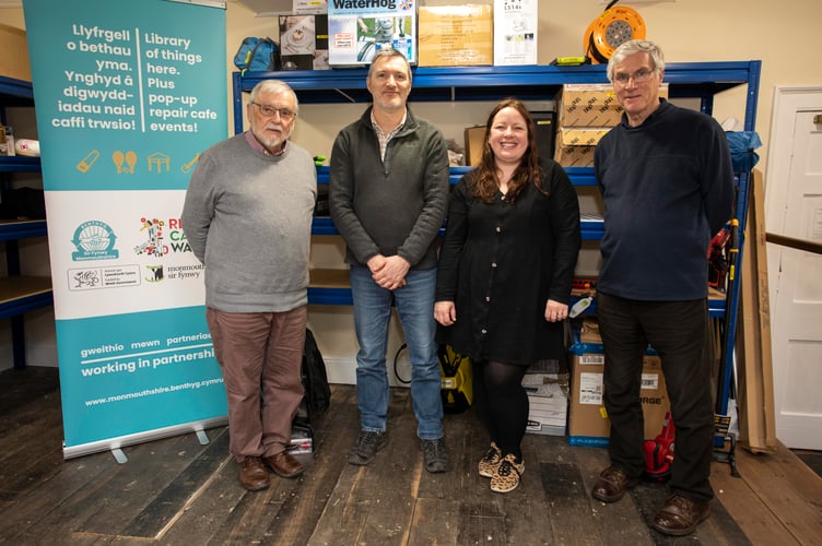 Project co-ordinators, Terry Ing & Bryan Miller, Fran Williams of Benthyg Cymru, Project co-ordinator Norman Williams