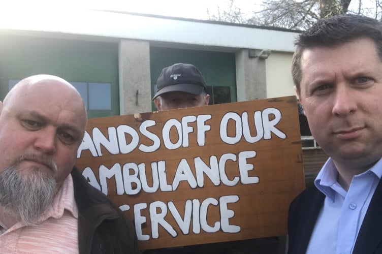 Cllr Richard John pictured with Cllr Jamie Treharne and former Mayor of Monmouth Gerry Bright