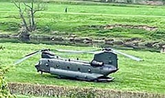Walkers blown away by Chinook chopper landing in riverside field
