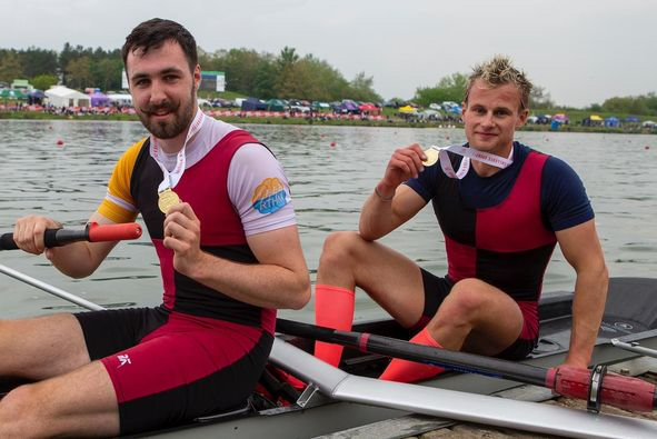 Robbie Prosser-Wrench, right, in his gold medal-winning pair with fellow Wales cap John Davies