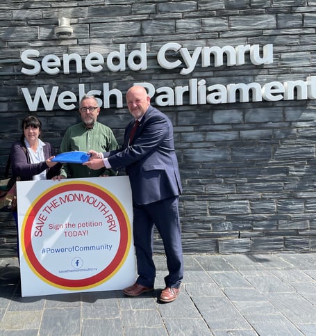 Senedd Member for Monmouth Peter Fox receives the petition