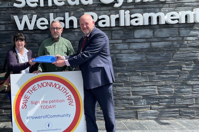 Senedd Member for Monmouth Peter Fox receives the petition