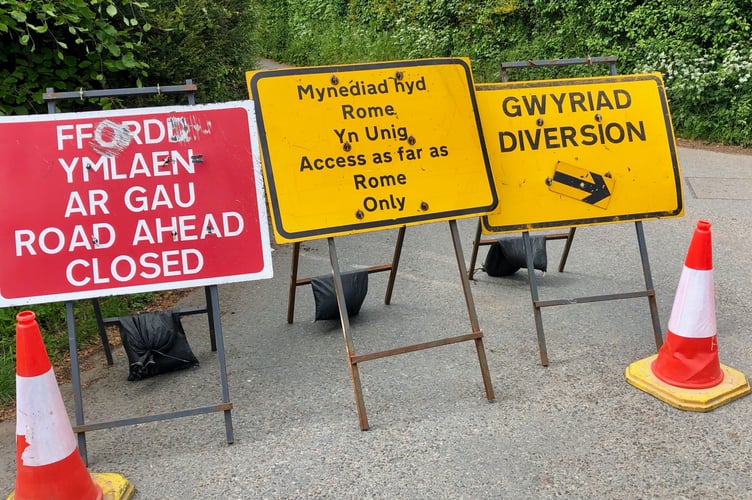 Road sign at bottom of Monmouth’s Manson Lane - access as far as Rome!