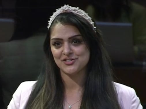 Senedd Member Natasha Asghar at a debate in the Senedd