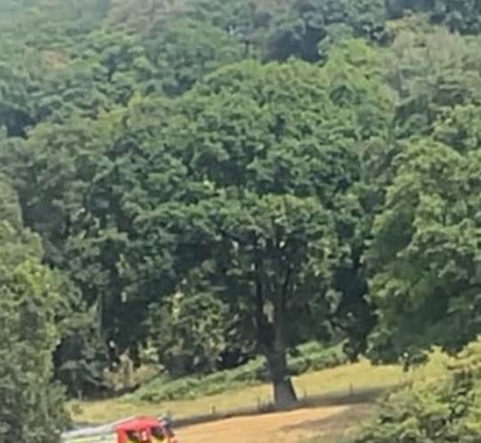 An air ambulance attends the scene of the fatal accident in Wyesham