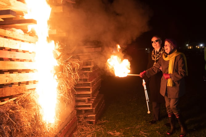 Mayor at bonfire display in 2021 in Monmouth organised by Monmouth Rotary Club