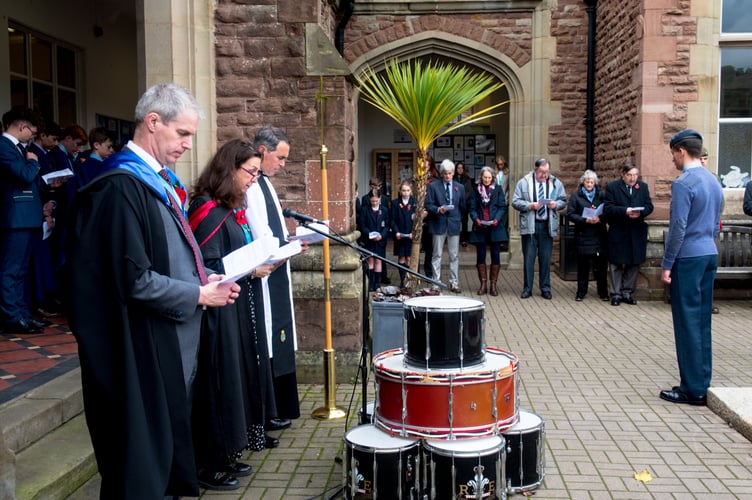 Armistice Day service for Remembrance at Haberdashers Schools in Monmouth