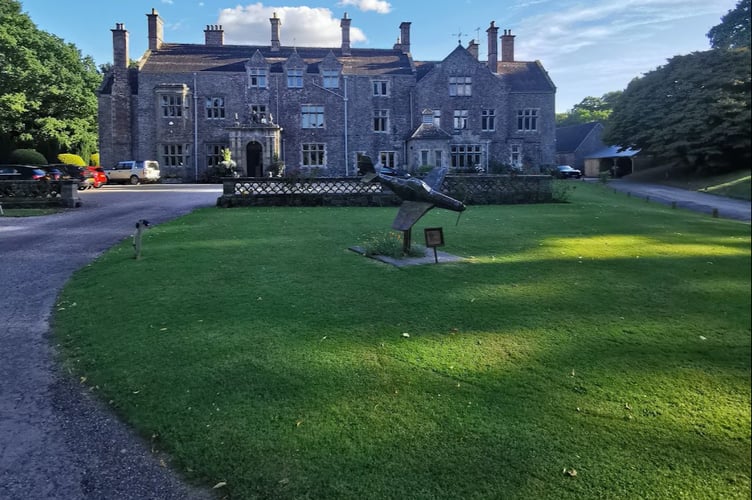 Outside of wedding venue Cefn Tilla Court near Usk, Monmouthshire