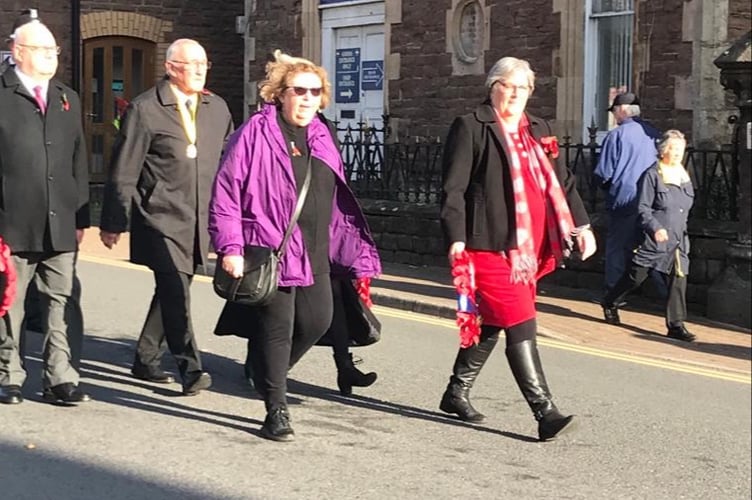 Members of Wyesham WI take part in the local Remembrance Day parade
