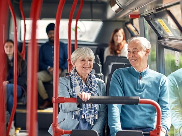 Passengers on a Transport for Wales bus. The firm is using A1 technology to improve bus services
