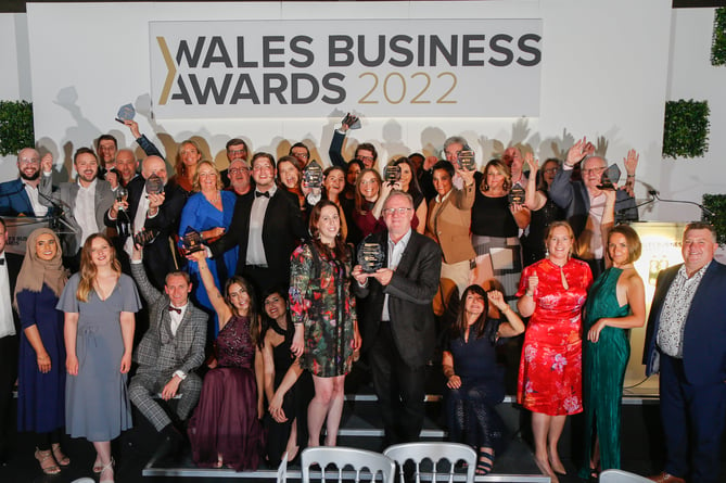 Group shot of winners in the Wales Business Awards 2022