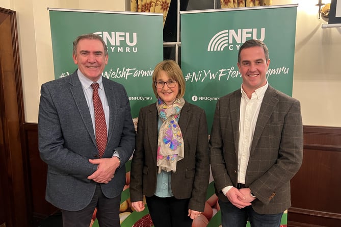 NFU Cymru president Aled Jones at January 2023 conference with guest speakers