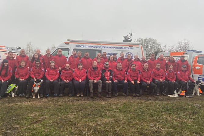 The Princess and Princess of Wales with the Brecon Mountain Rescue team