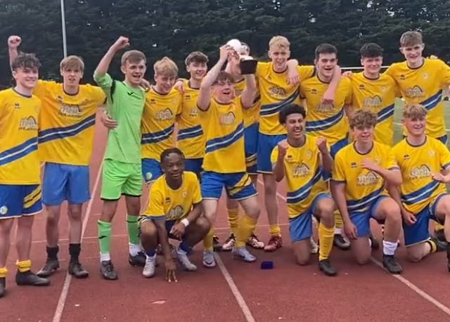 Monmouth Comprehensive's senior football team take Gwent Cup