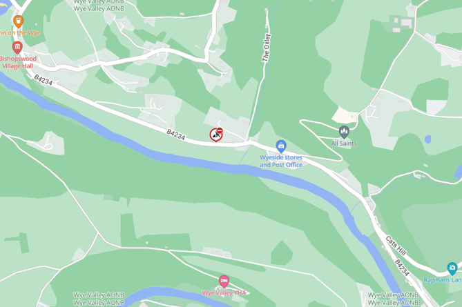 Map of a road closure location