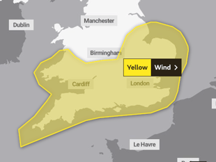 Yellow alerts for wind issued by Met Office