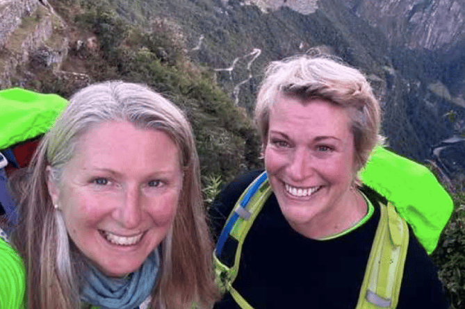 Cardiac nurse specialist Sarah Howard with her sister Melanie at the start of the Inca Trail.