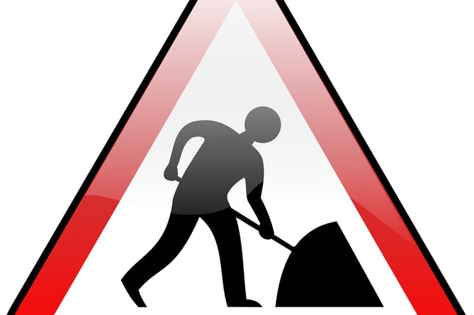Stock image of roadworks sign