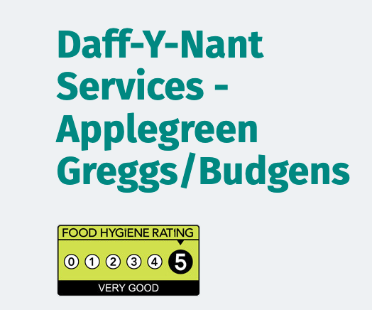 Daff-Y-Nant Services - Applegreen Greggs/Budgens, food hygiene rating of 5