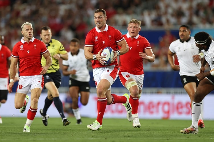 10.09.23 - Wales v Fiji - Rugby World Cup 2023 - Pool C - George North of Wales makes a break.