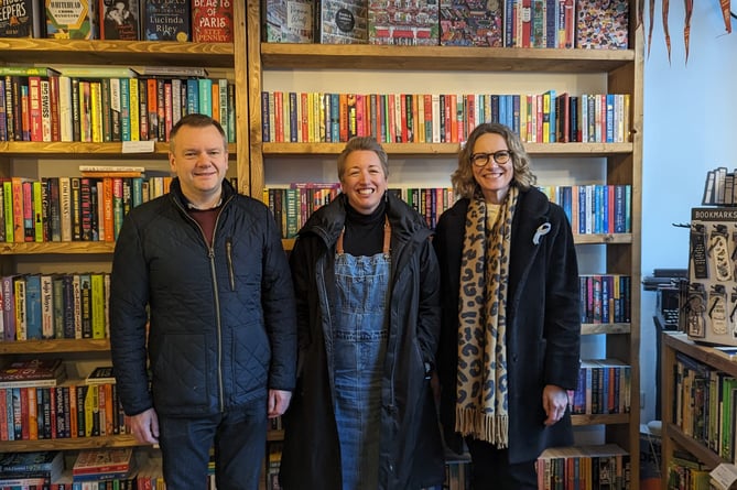 Bookish visit (Nick Thomas-Symonds left; Emma Corfield-Walters middle; Catherine Fookes right)