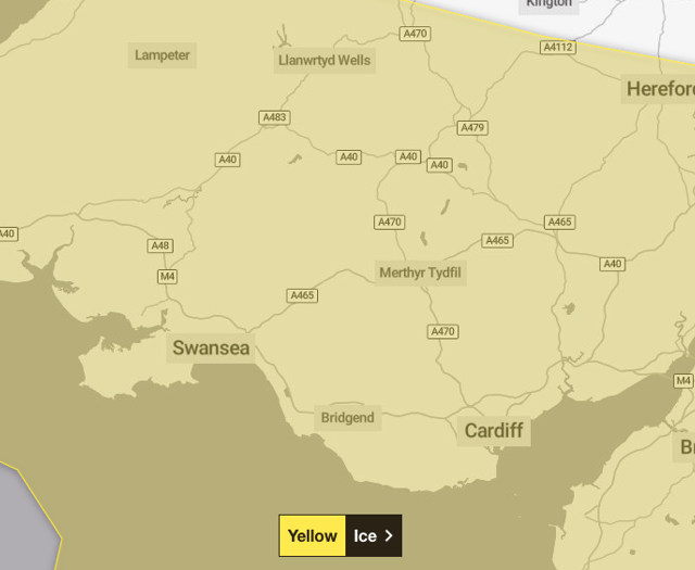 Met Office issues ice warning across Monmouthshire