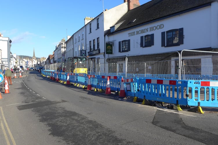The roadworks beginning its way up town