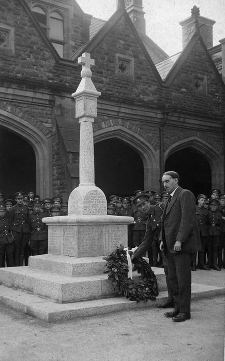 Angus Buchanan unveiling the Monmouth School war memorial in 1921