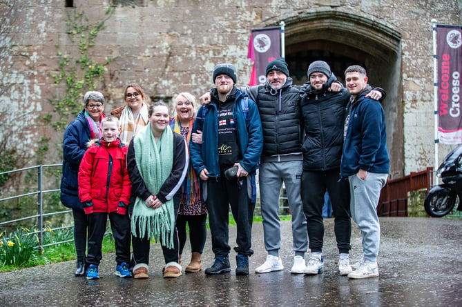 Dan Simms with members of his family outside Caldicot Castle. © Leonie Roberts Photography