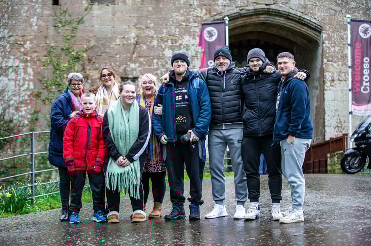Dan Simms with members of his family outside Caldicot Castle. © Leonie Roberts Photography