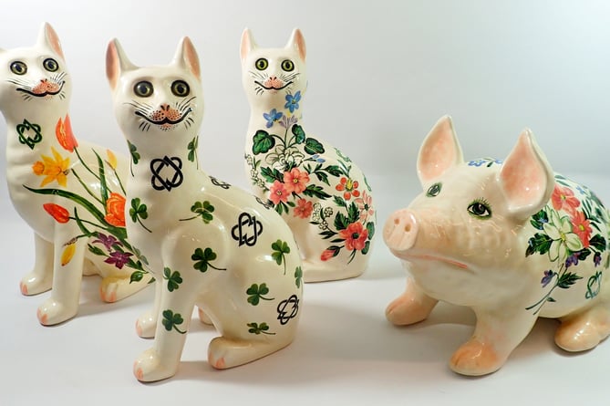 Cats and pig pottery
