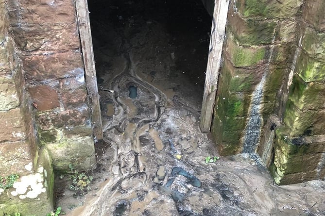 What looks to be raw sewage coming out from the former slaughterhouses