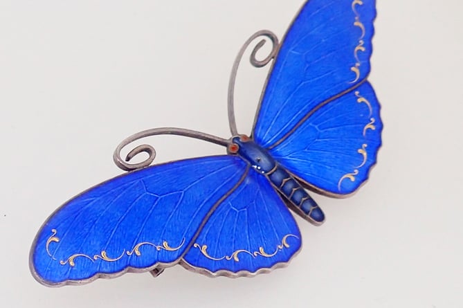 Blue Butterfly Enamel Brooch