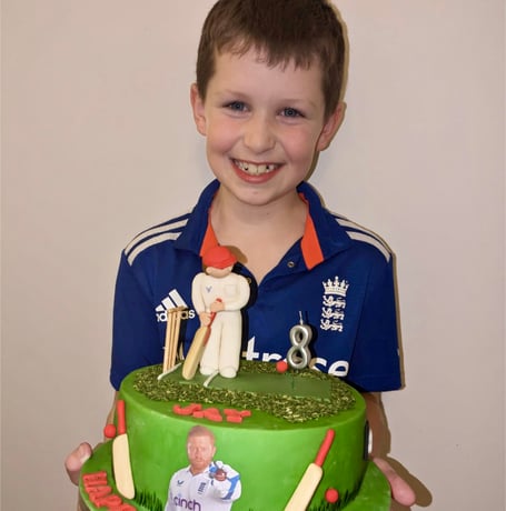 Jay Roberts with his Jonny Bairstow-inspired birthday cake
