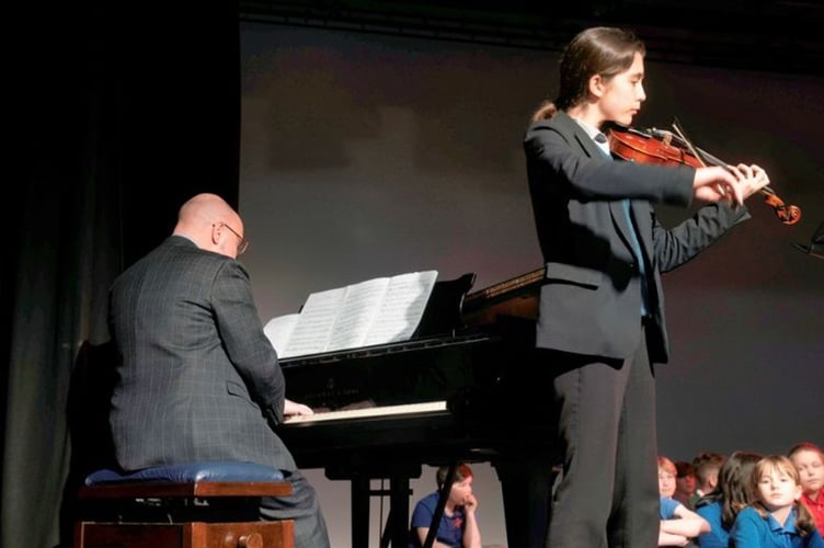 Solo performers from Monmouth Comprehensive school joined