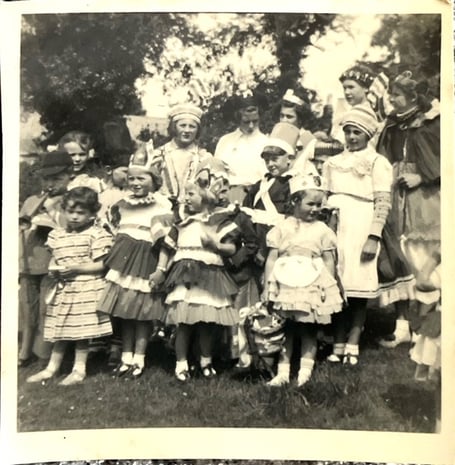 Pictured are local children in fancy dress at what was probably a 1953 Coronation celebration in the Llanarth area.

