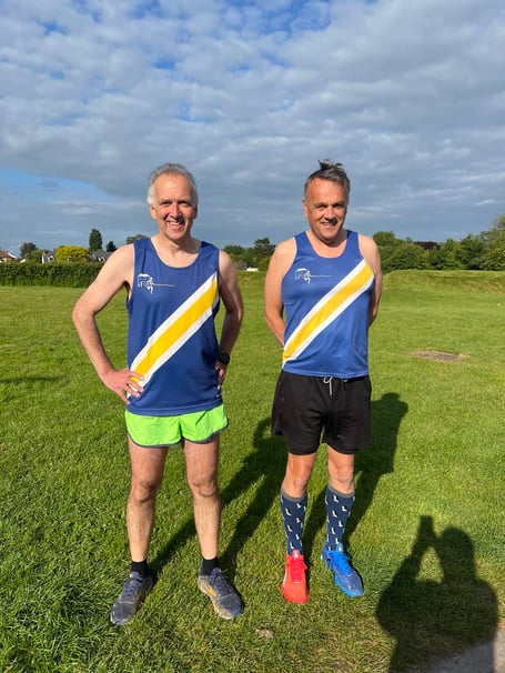 Martin Blakebrough and Jeremy Creasey raced  the Caerleon 5-miler