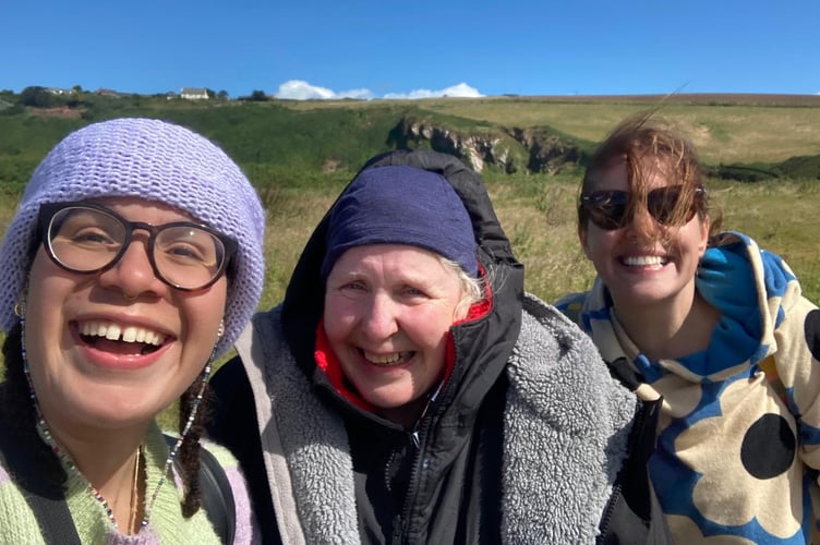 Rosa Brocklesby, Mary Ann Brocklesby and Carly Rogers after their swim. (Picture: Carly Rogers)
