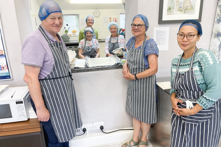 Volunteers at the charity kitchen