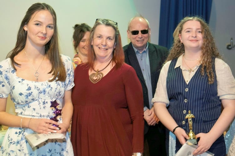Sam, centre, at the annual Spontaneous Productions awards night at Bridges