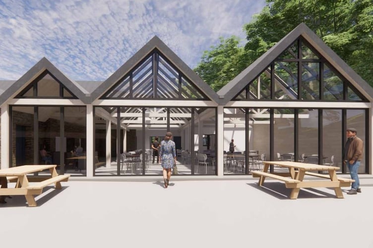 This is what a timber framed cafe conservatory extension to Greenmeadow farm house could look like.