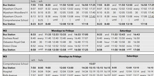 New bus timetable for town