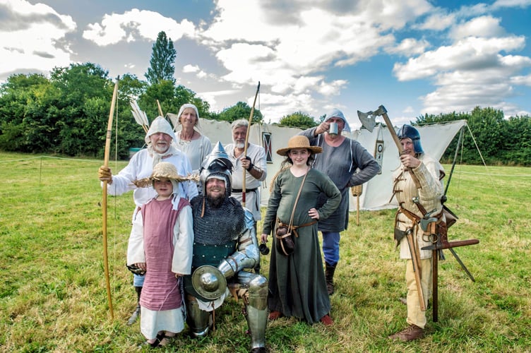 The medieval reenactor groups from the Freemen of Gwent, Free Company of Aquitaine
