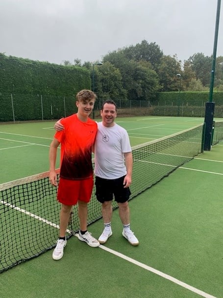 Max Swayne, left, and men's singles opponent Josh Griffiths